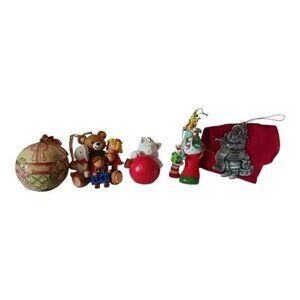 Bundle of 6 ornaments included bear,rabbit,girl big holiday hug ,a cat